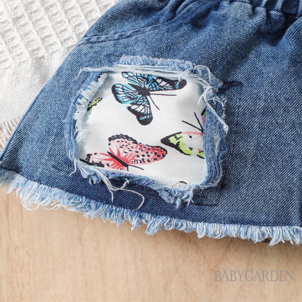 Set Áo Liền Quần + Chân váy jean In Chữ Dễ Thương Cho Bé Gái 0-18 Tuổi