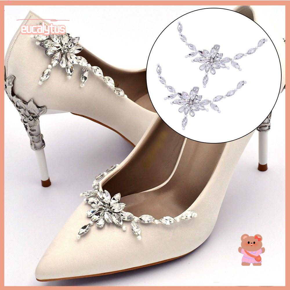 EUTUS 1 Cặp Nút Đính Đá Trang Trí Giày Cô Dâu