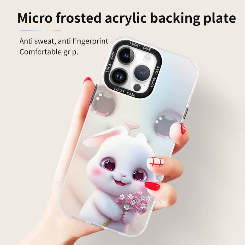 Ốp Điện Thoại Màu Laser Họa Tiết Thỏ Và Bó Hoa Xinh Xắn Cho Apple Iphonexr12678Plus 1314 FBE4