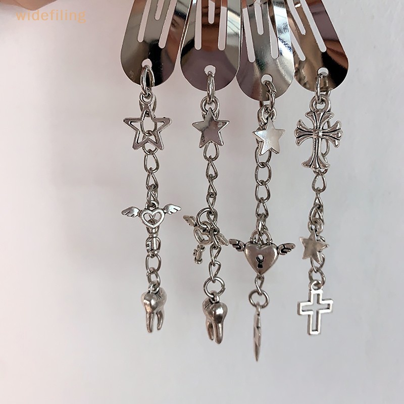 Kẹp Tóc Hình Thánh Giá Bằng Kim Loại Bản Rộng Y2K Phong Cách Punk Hiphop Thời Trang 2023