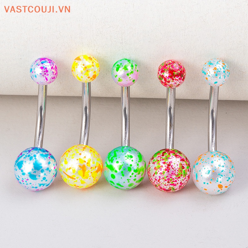 Bộ 5 Khuyên Rốn Bằng Thép Không Gỉ Nhiều Màu Sắc Gợi Cảm VASTJI