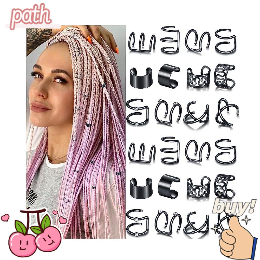 PATH Kẹp Tóc Bện Bằng Hợp Kim Màu Đen / Bạc / Bạc Thời Trang Cho Nam Và Nữ