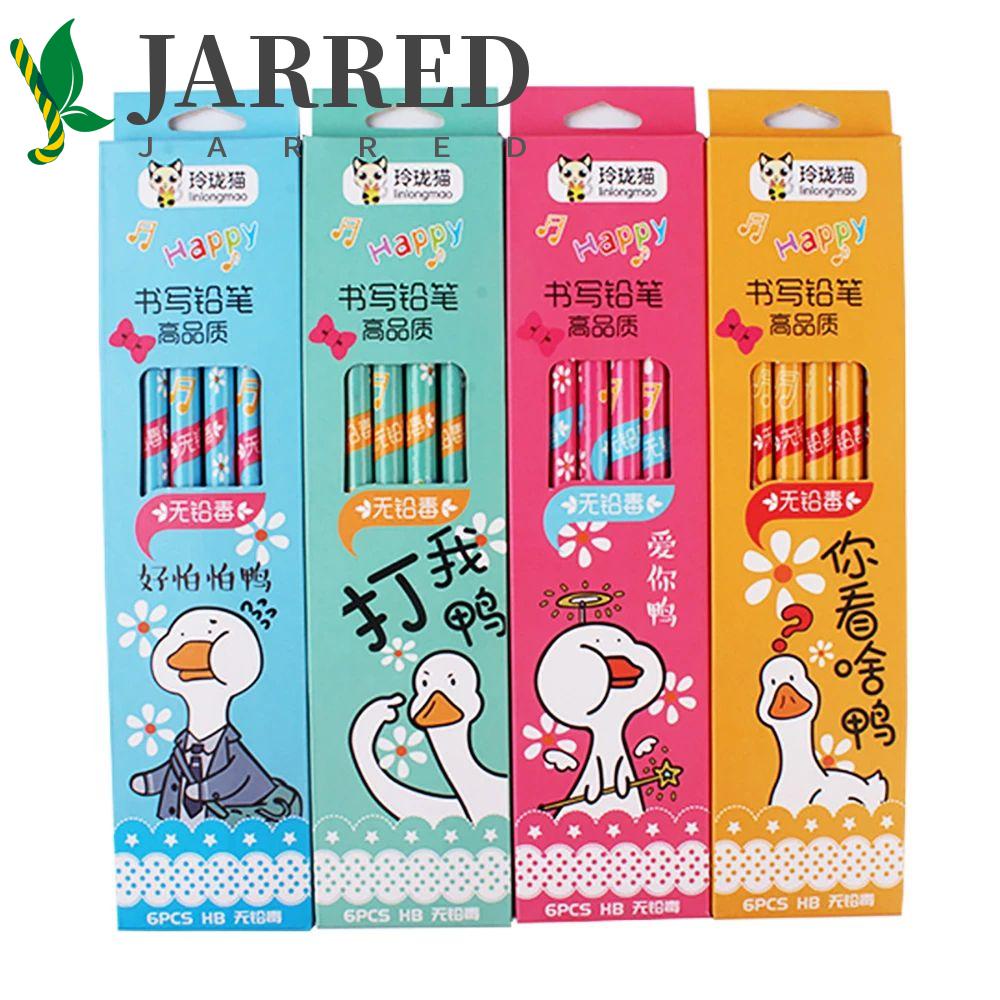 JARRED Set 10 Bút Chì Gỗ Họa Tiết Vịt Hoạt Hình Dễ Thương