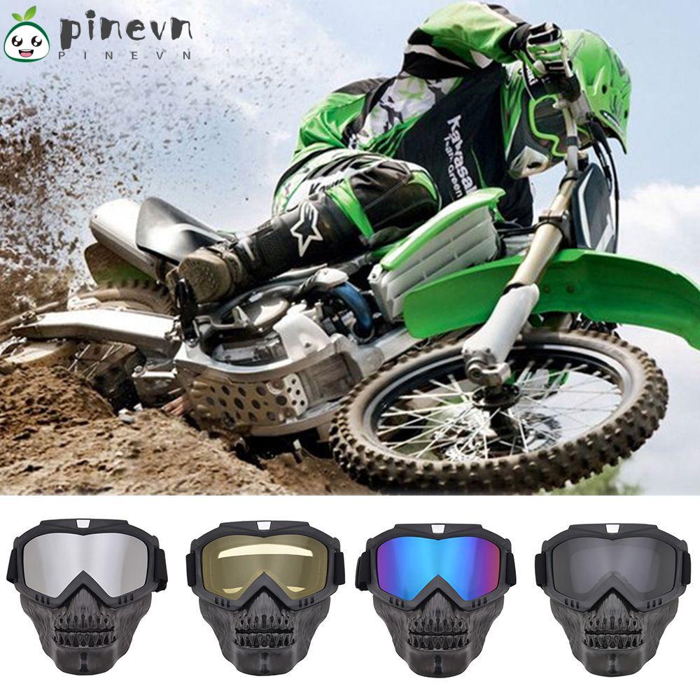 PINEVN Kính Bảo Vệ Mặt Khi Đi Xe Máy In Hình Đầu Lâu