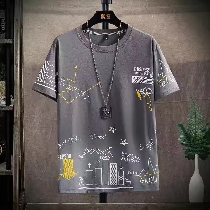 Áo Thun Tay Ngắn Cổ Tròn Dáng Rộng In Họa Tiết Graffiti Phong Cách Đường Phố Hip Hop Thời Trang Mùa Hè Cho Nam