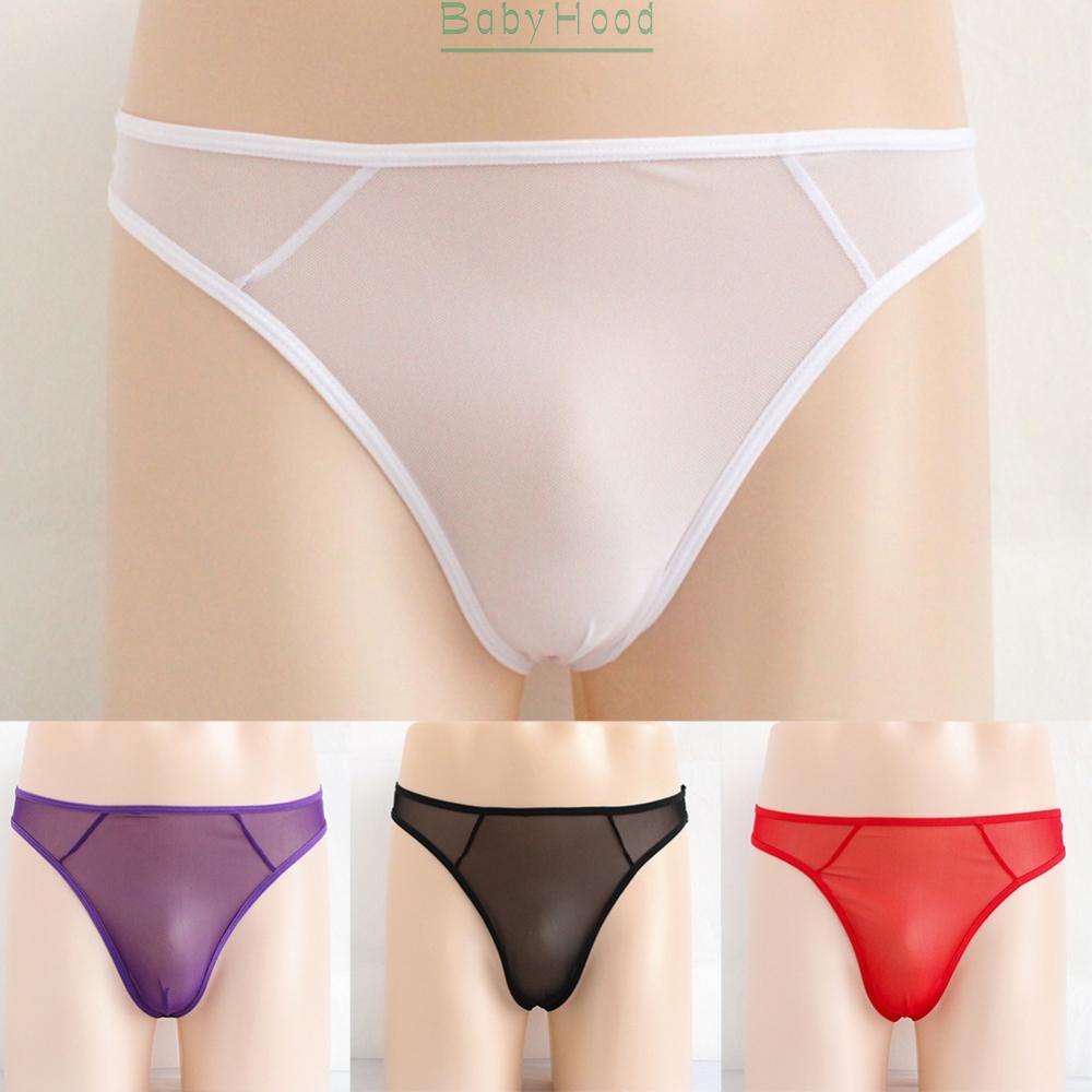 Mens Sexy String Pouch Thong G-string T-Back Thin Mesh Sheer See-Through Briefs#BBHOOD