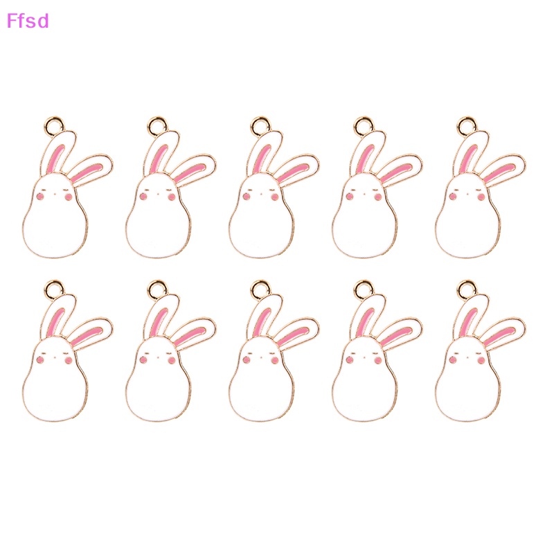 Bộ 10 Mặt Dây Chuyền Hình Thỏ Bằng Hợp Kim Tráng Men DIY