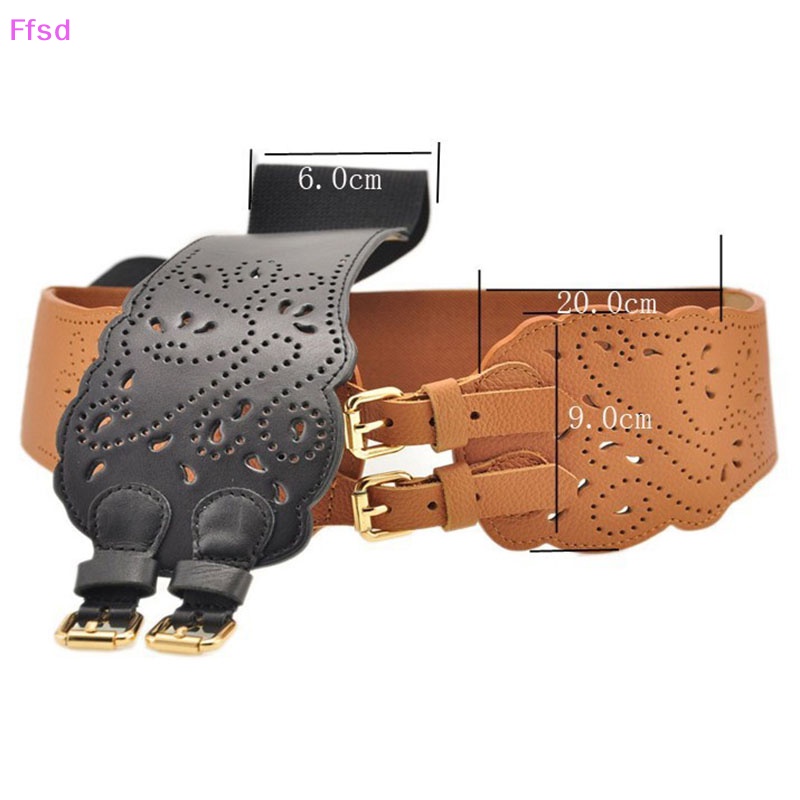 Thắt Lưng Bản Rộng Co Giãn Phối Hai Khóa Thời Trang Cho Nữ