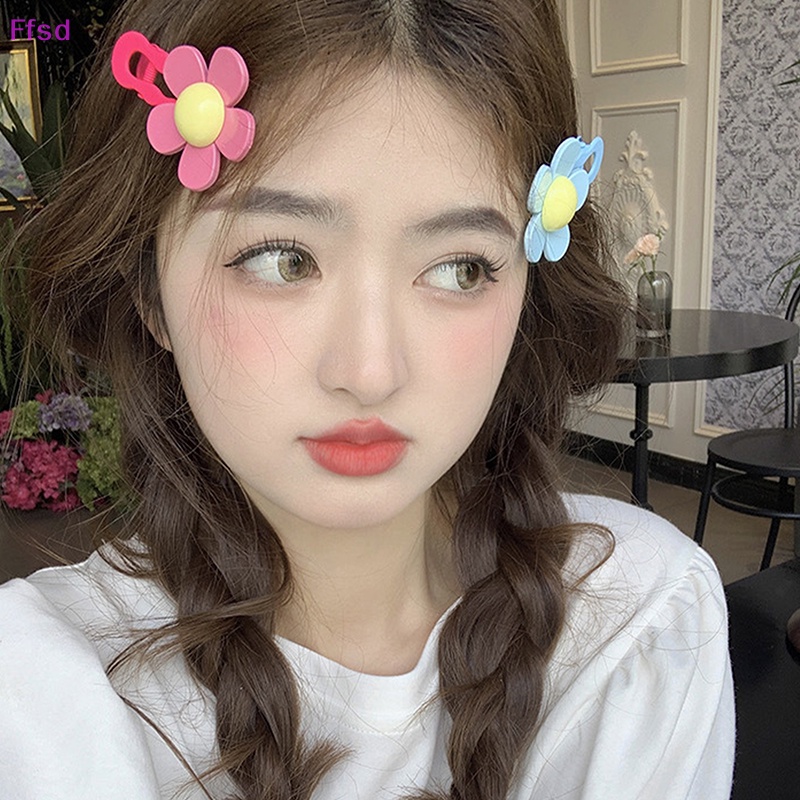 {Ffsd} Bộ 2 Kẹp Tóc Mái Hoa Dễ Thương Thời Trang Mùa Hè Không Để Lại Dấu Vết Màu Kẹo Cho Nữ * Bán Chạy
