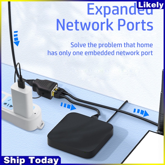 Dây Cáp Chia Mạng Rj45 Rj45 1 Sang 2 LAN Dài 100M Với Đầu Cắm Usb Chuyên Dụng