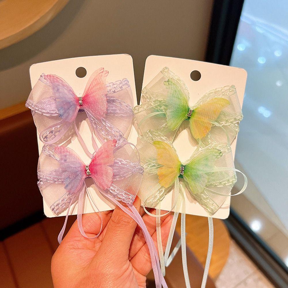 ANEMONE Set 2 Kẹp Tóc Hình Bướm Bằng Hợp Kim Ngọt Ngào Cho Bé Gái