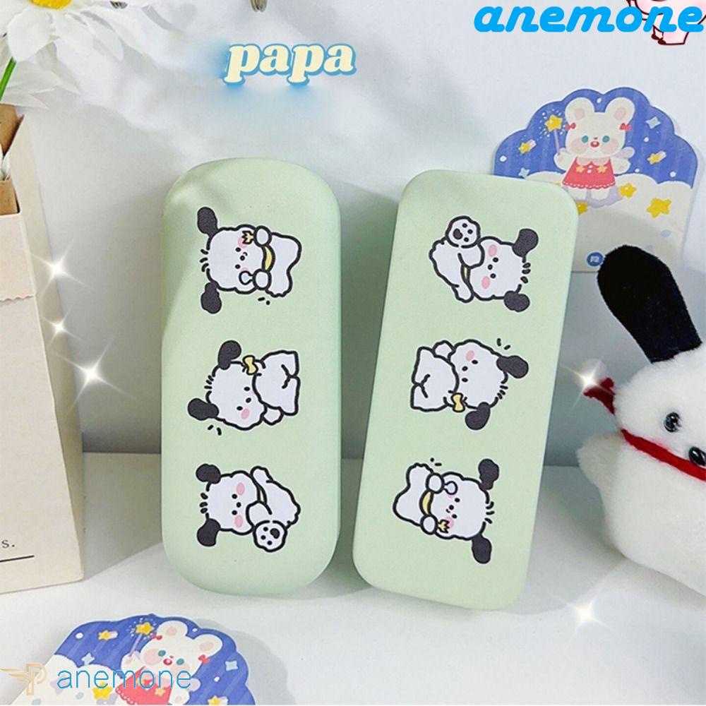 ANEMONE Hộp Đựng Kính Mát Bằng Da PU + Pc Họa Tiết Hoạt Hình Chú Chó Dễ Thương Cho Bé