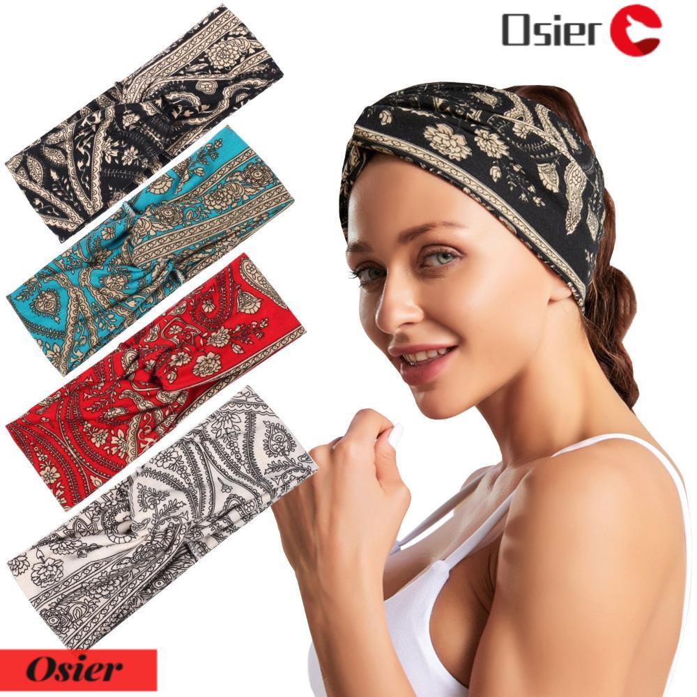 OSIER1 Băng Đô Cài Tóc In Họa Tiết Phong Cách Bohemian Cổ Điển Thời Trang