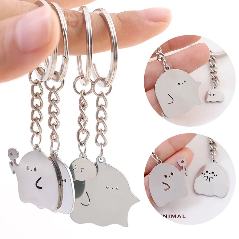 Móc Chìa Khóa Bằng Thép Titan Họa Tiết Hoạt Hình Vui Nhộn Sáng Tạo