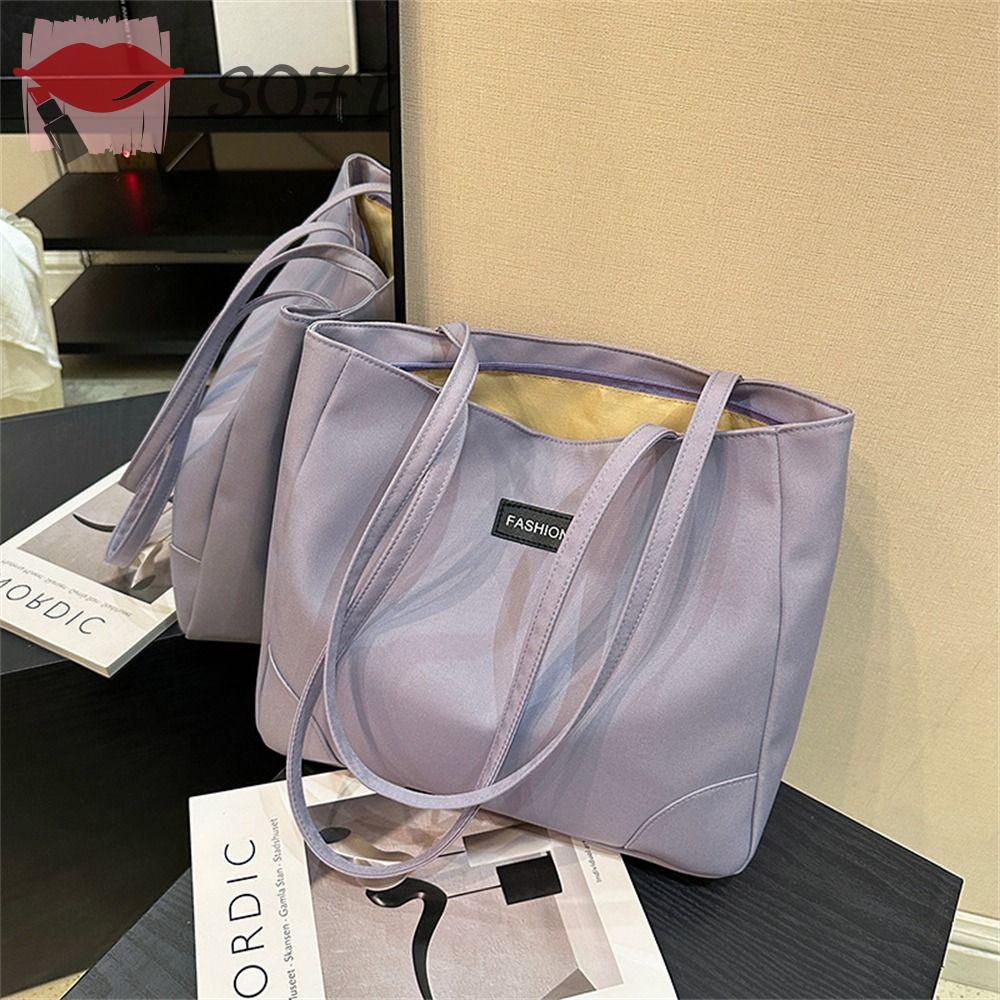 SOFTNESS Túi Xách Da PU Màu Trơn Sức Chứa Lớn Thời Trang Cho Nữ