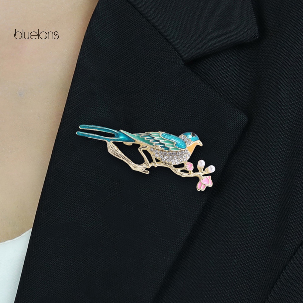 Ghim Cài Áo Hình Chú Chim Đính Đá Ngọc Trai Nhân Tạo Thời Trang