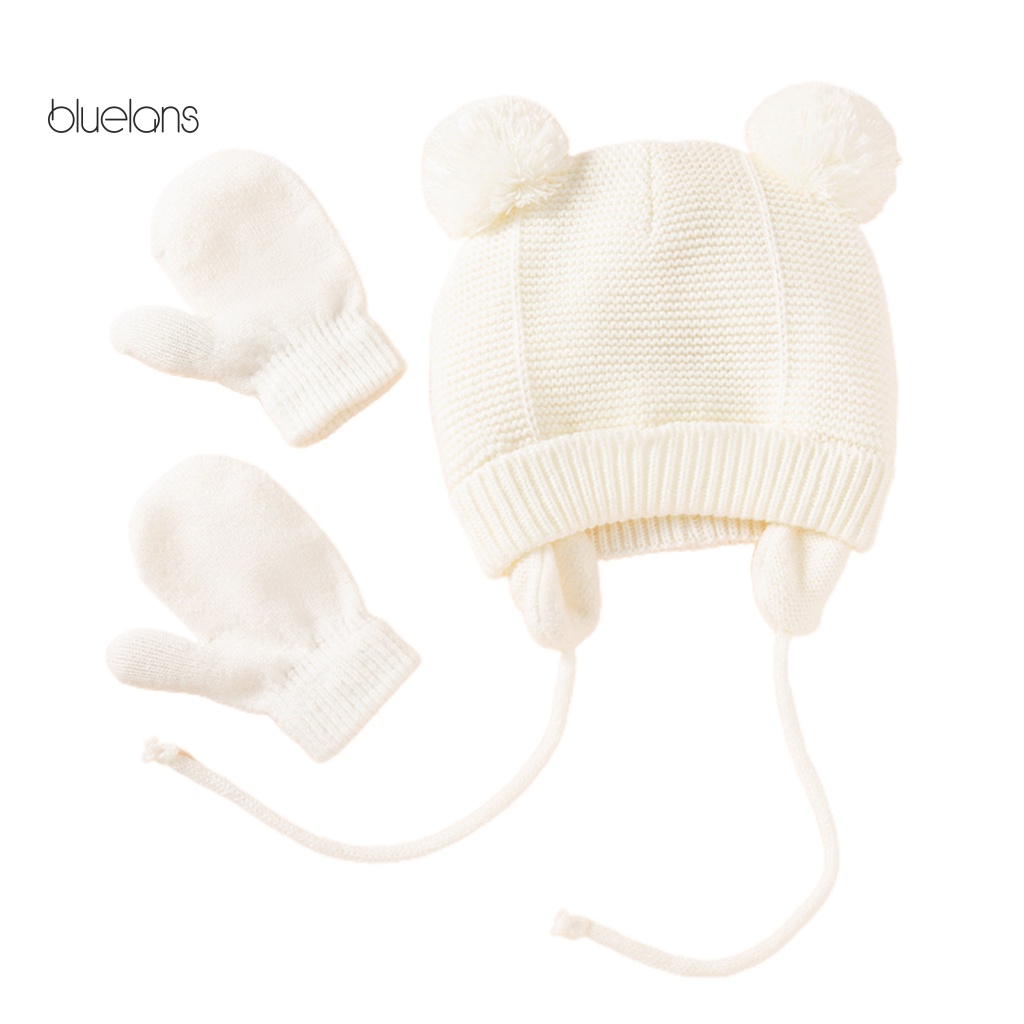 1 Bộ Găng Tay Và Mũ Len Màu Sắc Dễ Thương Cho Bé 1-4 Tuổi