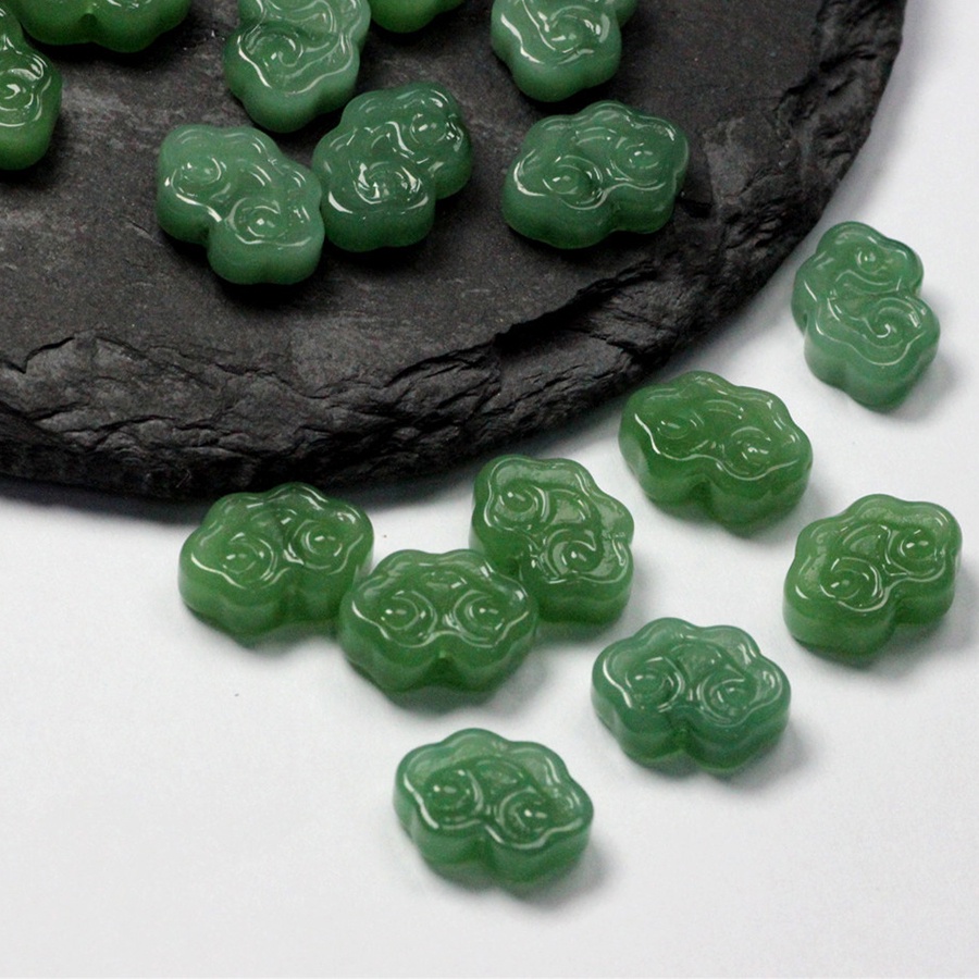 Set 50 Hạt Thủy Tinh 9x13mm Lỗ Thẳng Phối Tua Rua Trang Trí Kẹp Tóc DIY