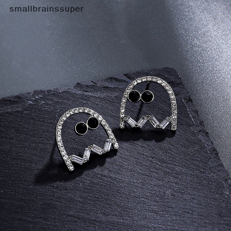 1 Đôi Bông Tai Hình Con Ma Màu Đen Đính Kim Cương Giả Dùng Hóa Trang Halloween Dành Cho Nữ SBS