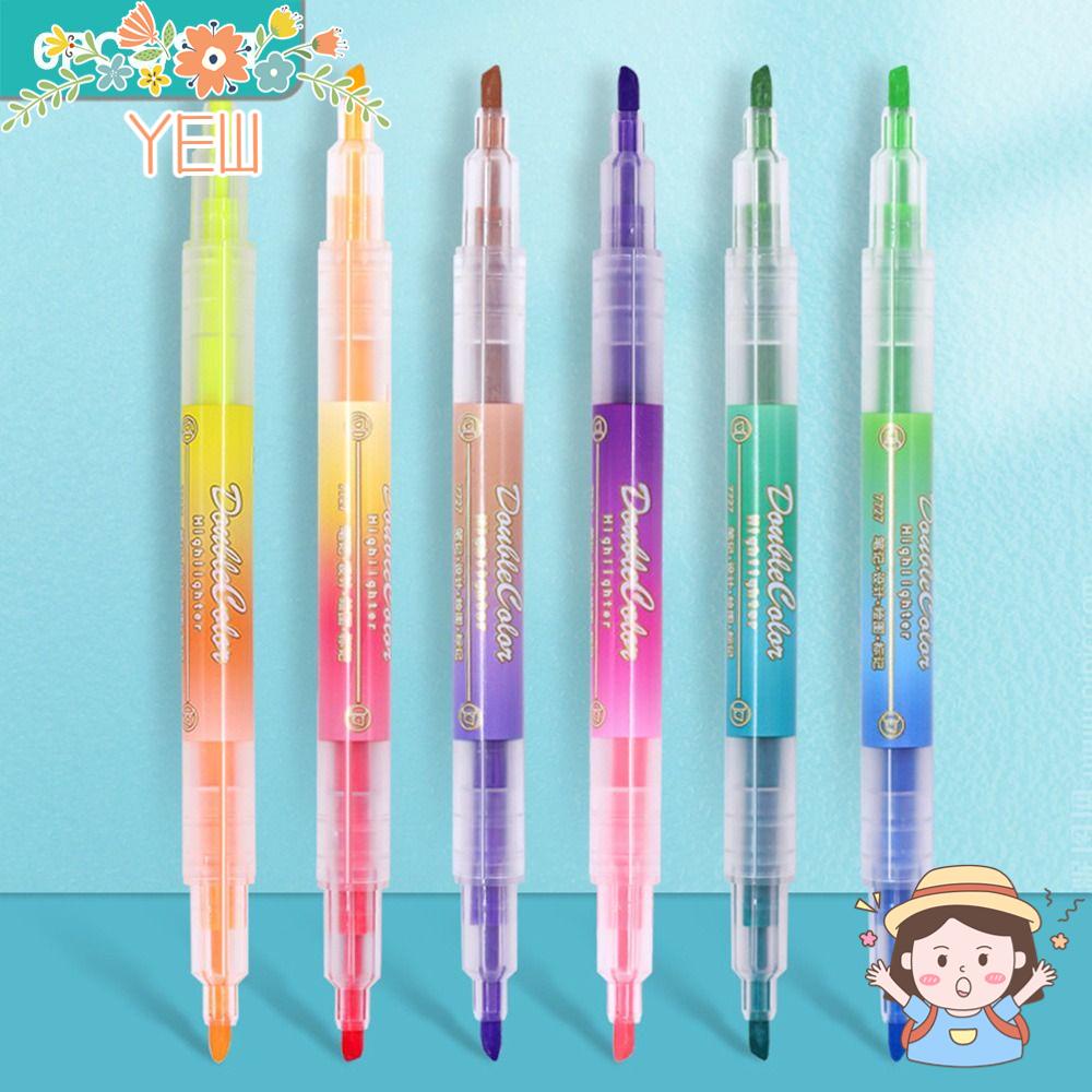 YEW Set 6 Bút Bắt Sáng Hai Đầu Nhiều Màu Sắc