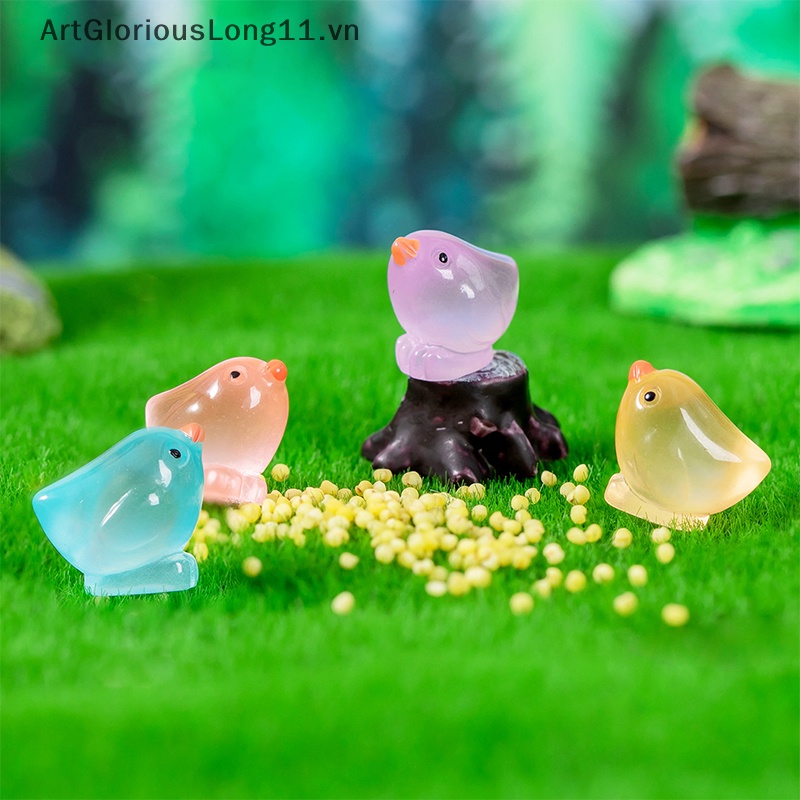 Set 1 / 5 Chú Gà Con Mini Bằng Nhựa Resin Màu Vàng Dạ Quang Trang Trí Bảng Điều Khiển Xe Hơi DIY
