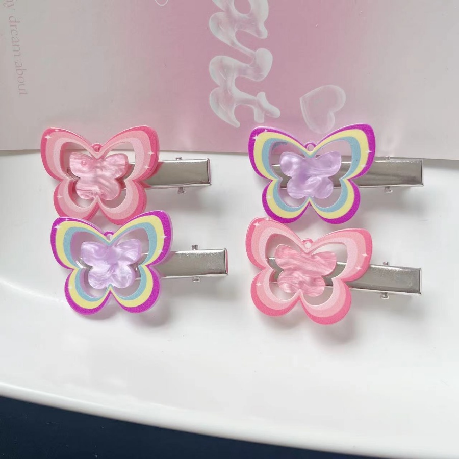 Set 2 Kẹp Tóc Hình Bướm Nhiều Màu Sắc Dễ Thương Phong Cách Hàn Quốc