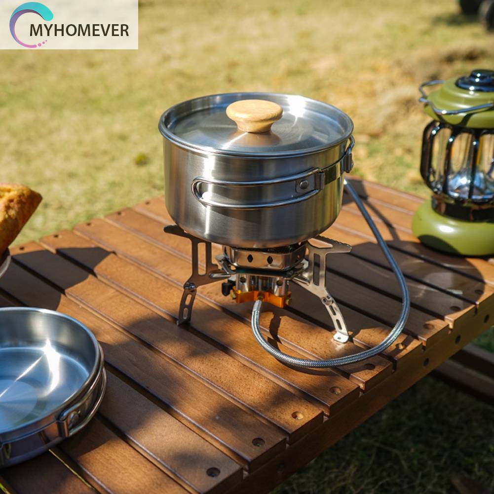 Bộ Dụng Cụ Nấu Ăn Bằng Thép Không Gỉ Tiện Lợi Khi Đi Du Lịch