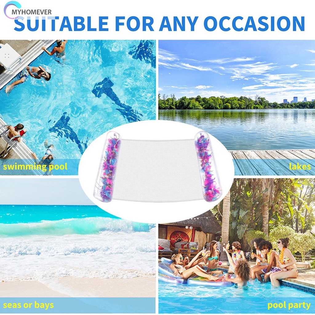 Giường Phao Bơi Bơm Hơi Bằng PVC Trong Suốt Kèm Lưới Tiện Dụng