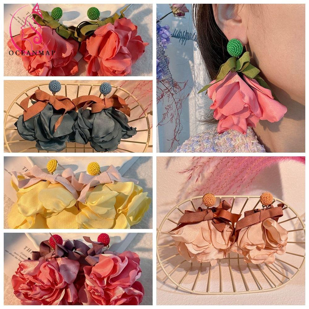 OCEANMAP Khuyên Tai Hình Hoa Nhiều Màu Phong Cách Vintage
