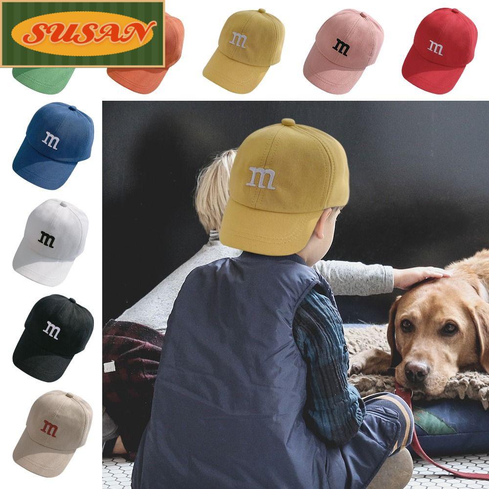 SUSANS Mũ Lưỡi Trai Màu Sắc Nhã Nhặn Thêu Chữ M