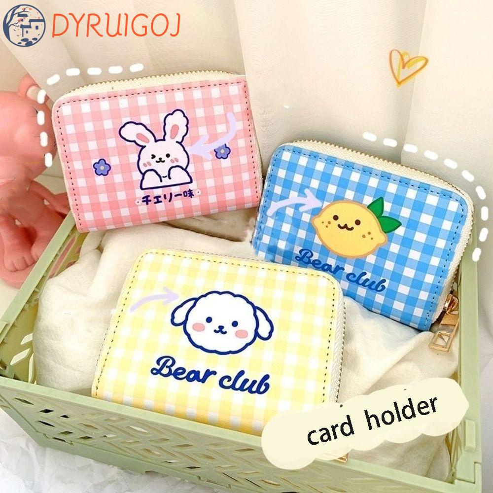 DYRUIDOJ Ví Đựng Thẻ / Tiền Họa Tiết Hoạt Hình Chú Chó / Quả Chanh Kẻ Sọc Thanh Lịch Cho Nữ
