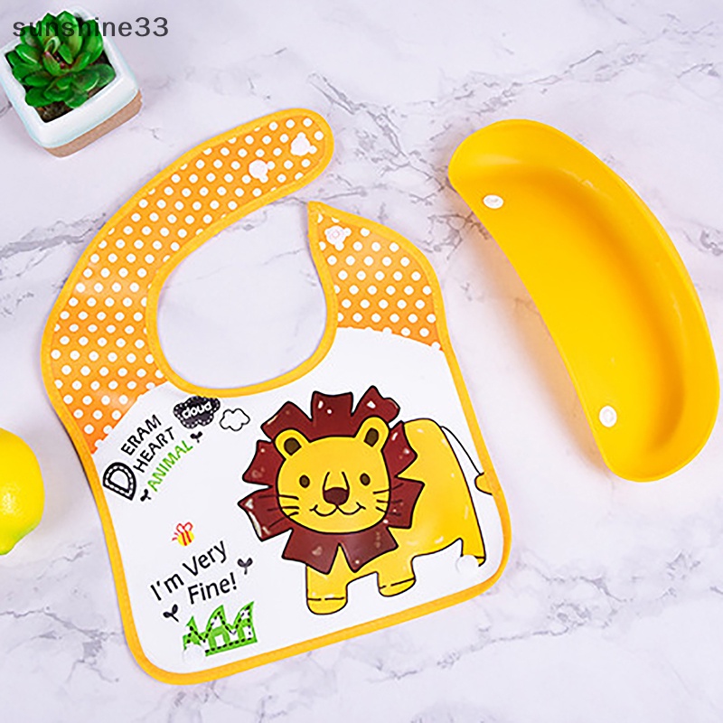 Yếm Ăn Tay Dài Chống Nước In Họa Tiết Hoạt Hình Cho Bé