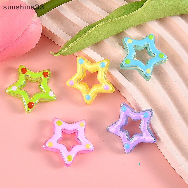 Bộ 5 Ngôi Sao Rỗng Bằng Nhựa Resin Phát Sáng Trong Bóng Tối Trang Trí
