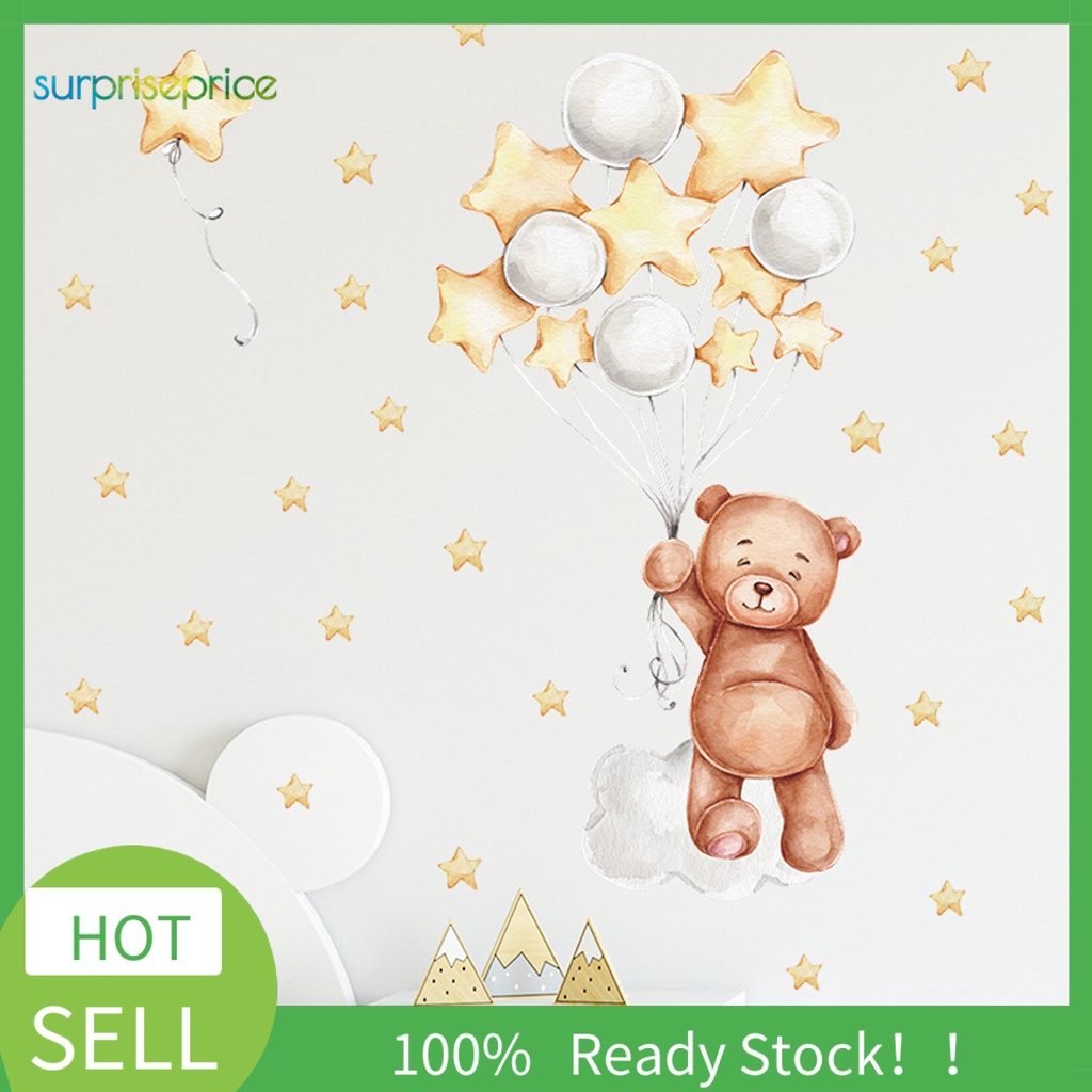 Đề Can Dán Tường Tự Dính Hình Gấu Dễ Thương Bằng PVC Có Thể Tháo Gỡ Trang Trí Nhà Cửa