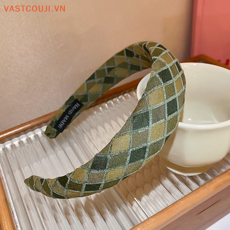 Băng Đô Cài Tóc Bằng Vải Kẻ Sọc Caro Thời Trang Dành Cho Nữ