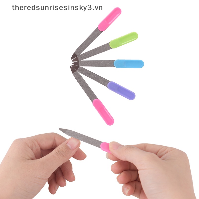 Bộ 5 Cây Dũa Móng Tay Bằng Kim Loại Hai Mặt Thời Trang