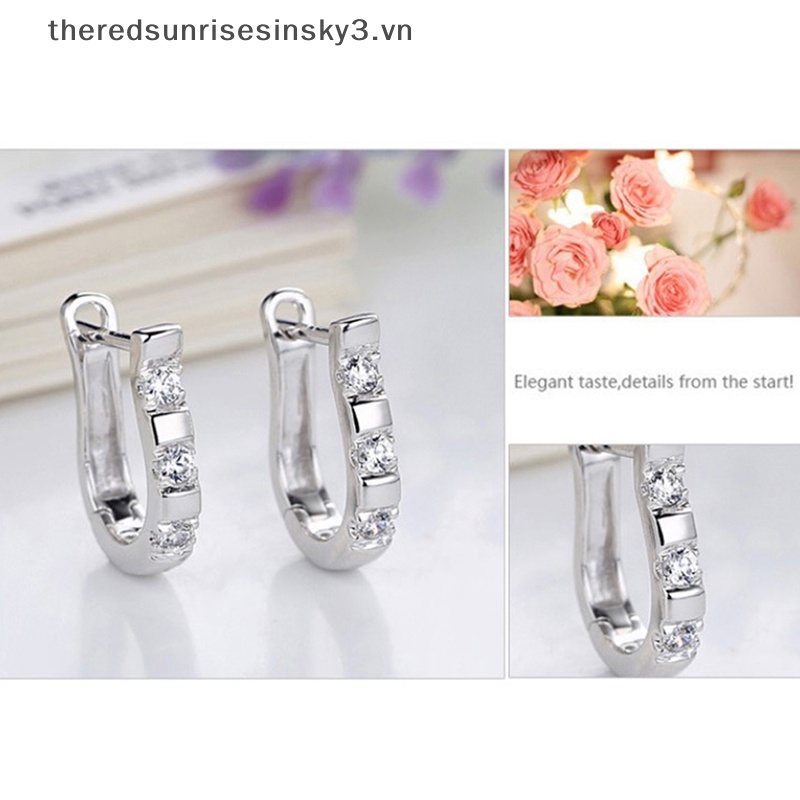 Bông Tai Mạ Bạc 925 Hình Mặt Ngựa Đính Đá Zircon Thời Trang