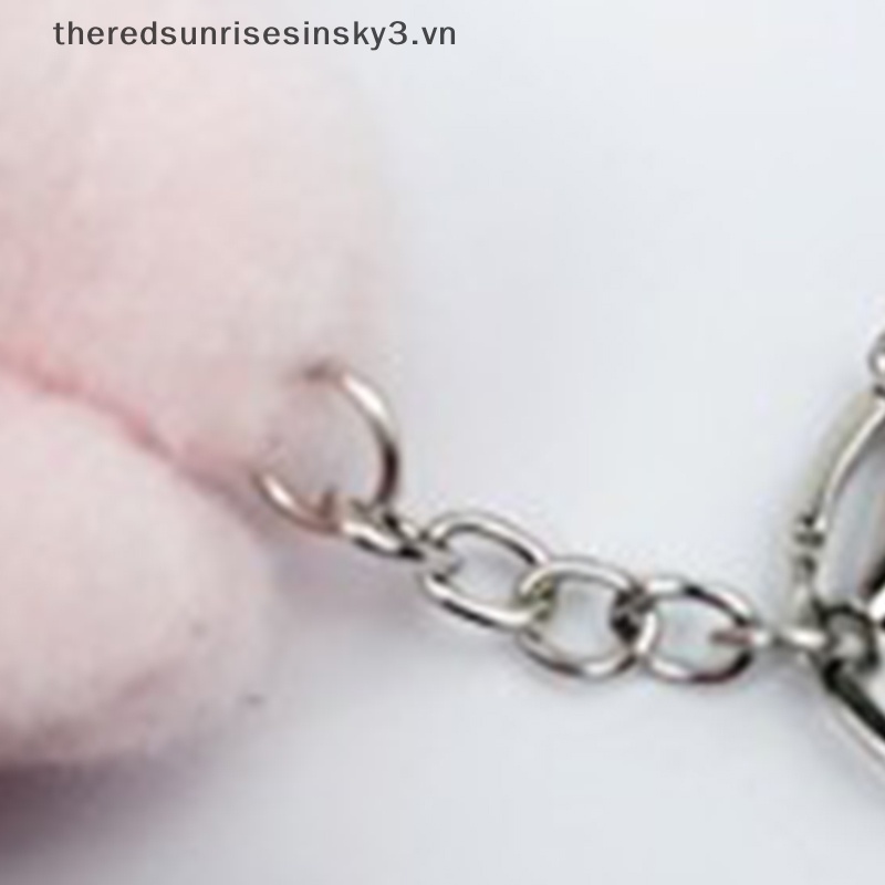 Móc Khóa Hình Gấu / Thỏ Hồng 3D Phủ Lông Sáng Tạo Dễ Thương