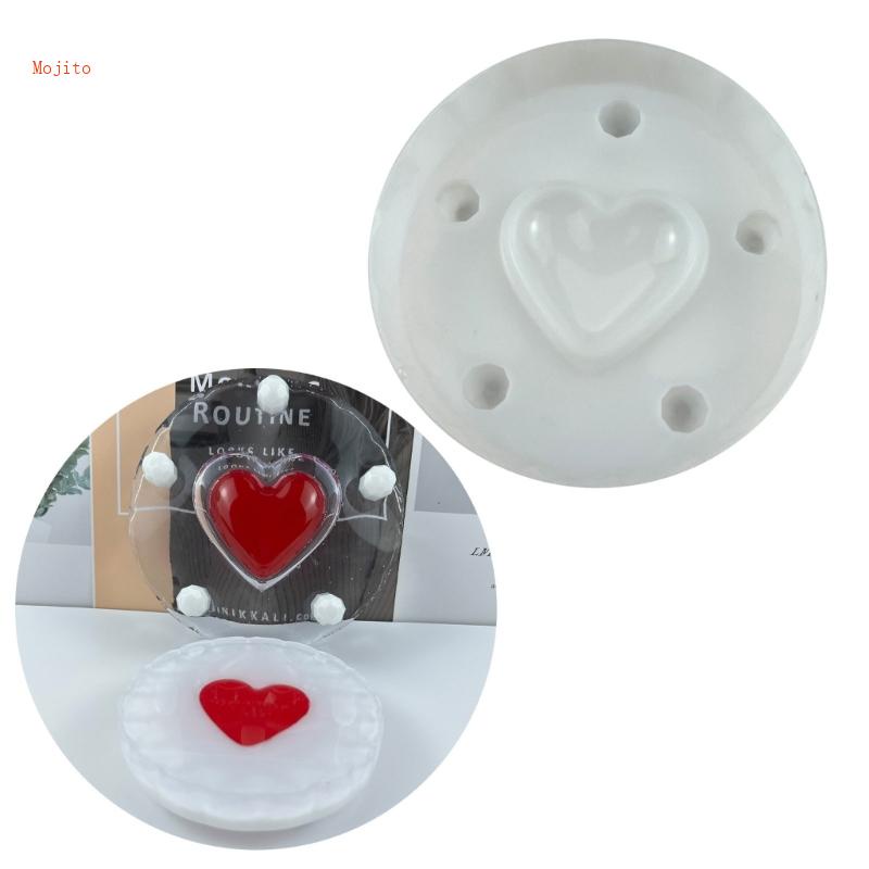 Khuôn Silicone Làm Trang Sức Hình Trái Tim Năm Lỗ