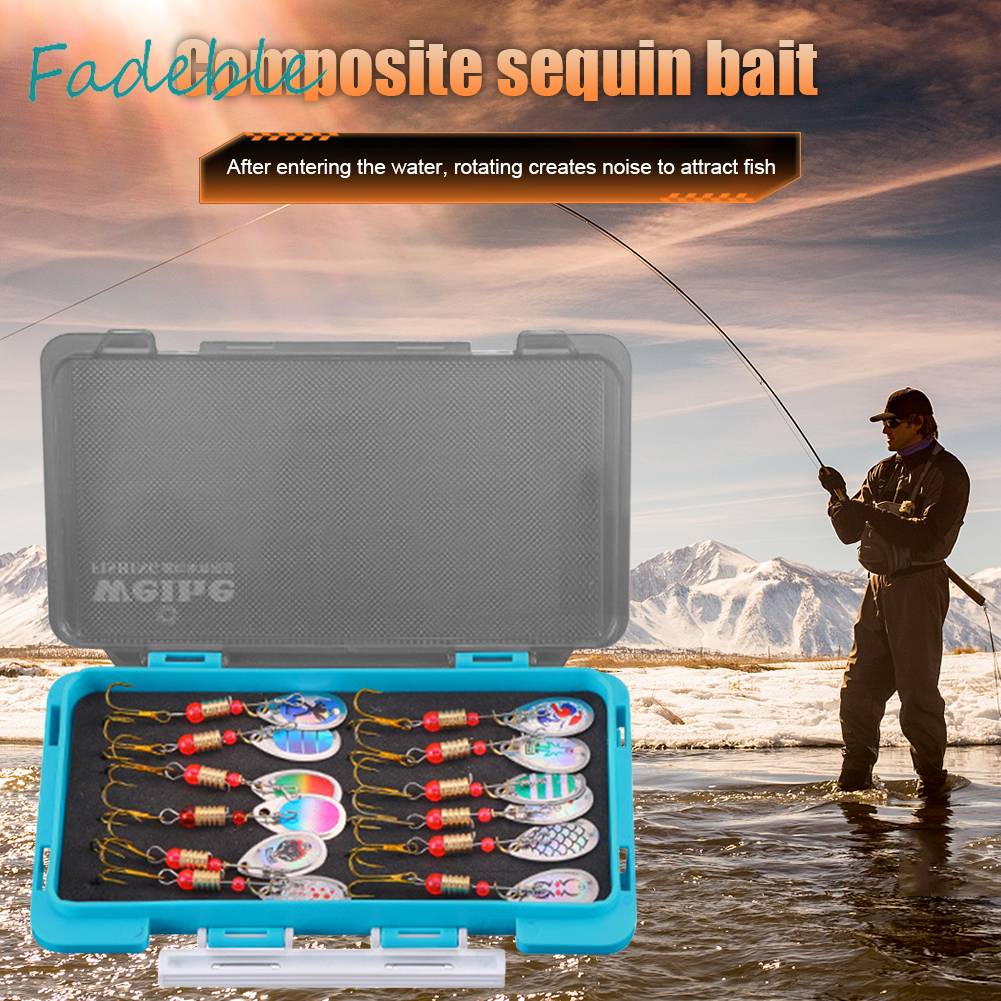 Set 12 Mồi Giả Nhử Cá Bằng Chất Liệu Sequin Gắn Kèm Móc Câu Tiện Dụng