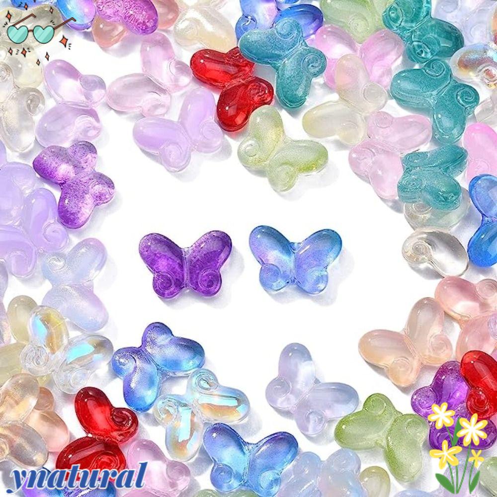 YNATURAL Chuỗi Hạt Nhiều Màu Sắc Hình Bướm Dùng Làm Vòng Tay Thủ Công