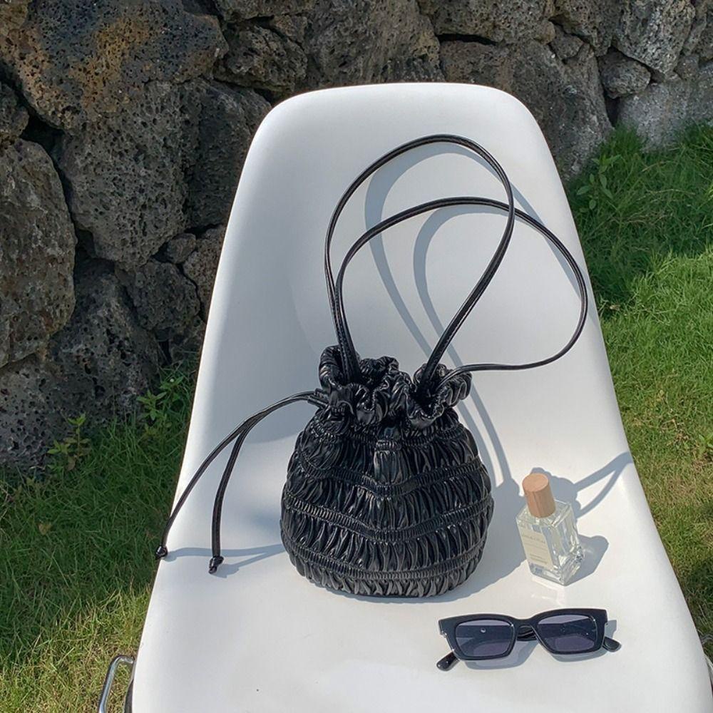 LOMBARD Túi Xách Đeo Vai Rút Dây Xếp Ly Thiết Kế Đơn Giản Cho Nữ