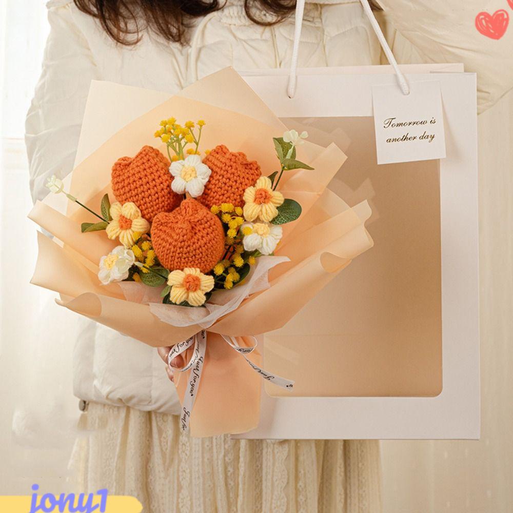 JONYE Hoa Tulip Đan Móc Thủ Công Hình Trái Tim