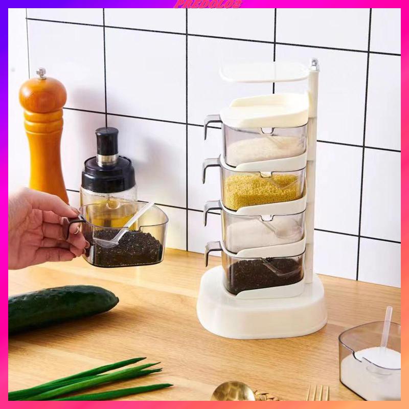 Hộp Đựng Gia Vị Trong Suốt Có Thể Xoay Chiều Dọc Tiện Dụng Cho Nhà Bếp