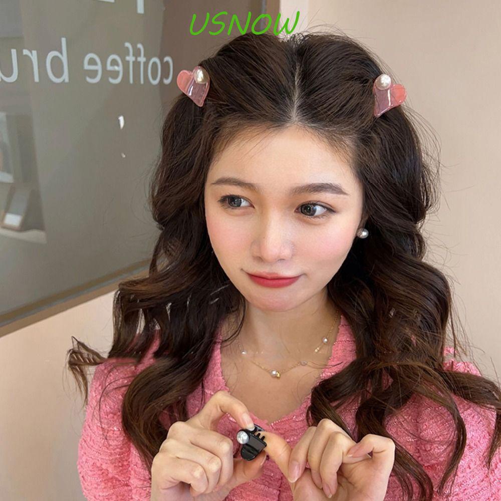 USNOW Kẹp Tóc Nhựa Hình Trái Tim Thời Trang Hàn Quốc