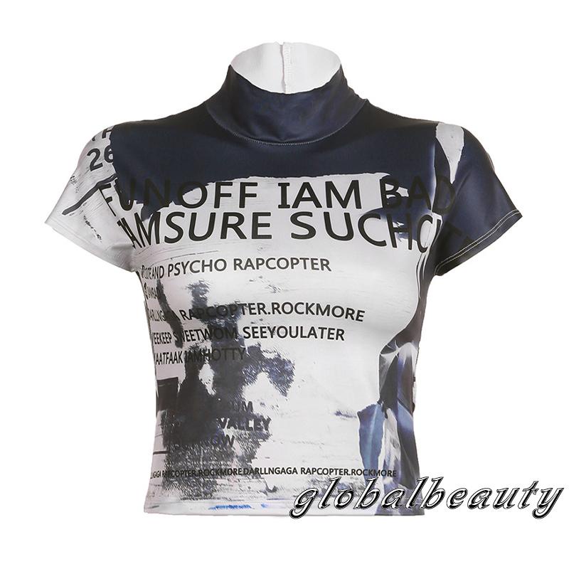Áo Croptop Tay Ngắn In Chữ Phong Cách Vintage Thời Trang Mùa Hè Cho Nữ