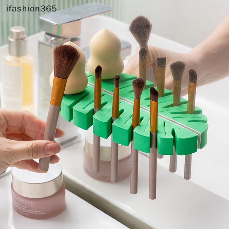 Giá Đỡ Cọ Trang Điểm 6 Nhánh Gắn Tường Tự Dính Tiện Lợi ifashion365