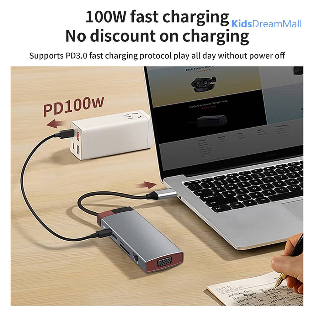 Hub Chia Cổng Type C 5GMbps 10 Trong 1 Cho MacBook PC