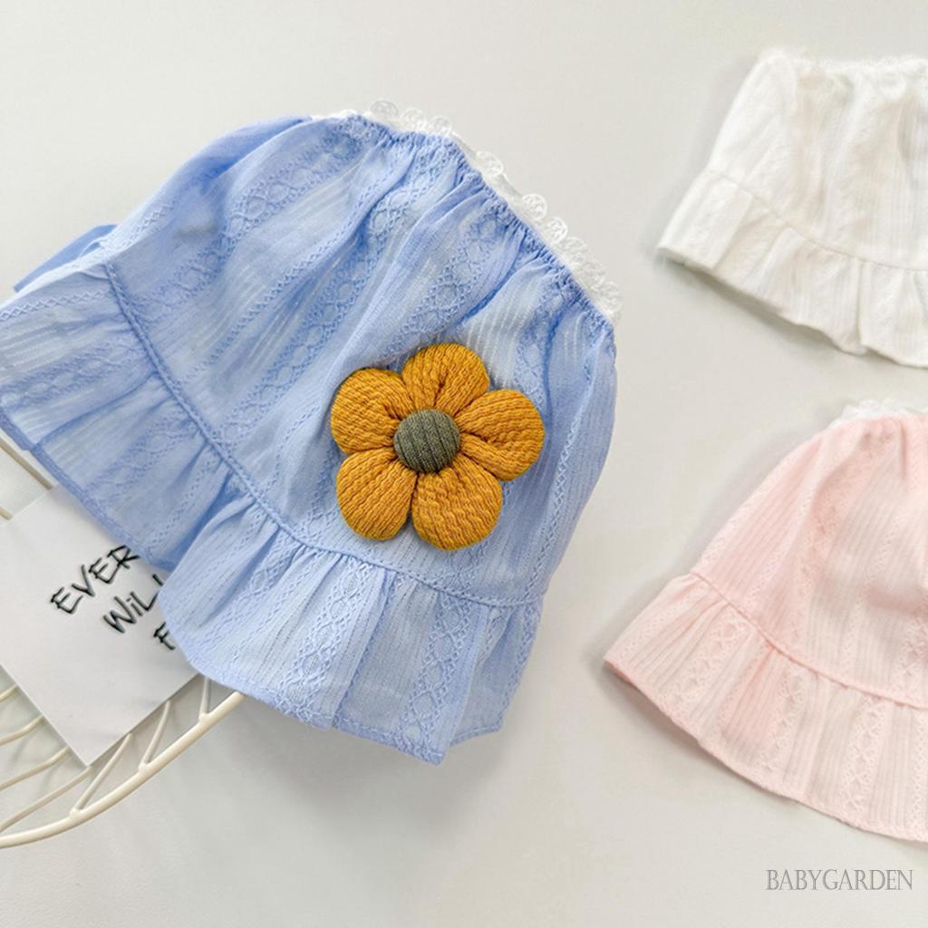 Mũ Beanie Chống Nắng Thoáng Khí Trang Trí Hoa Cho Bé Gái 2-15 Tháng Tuổi