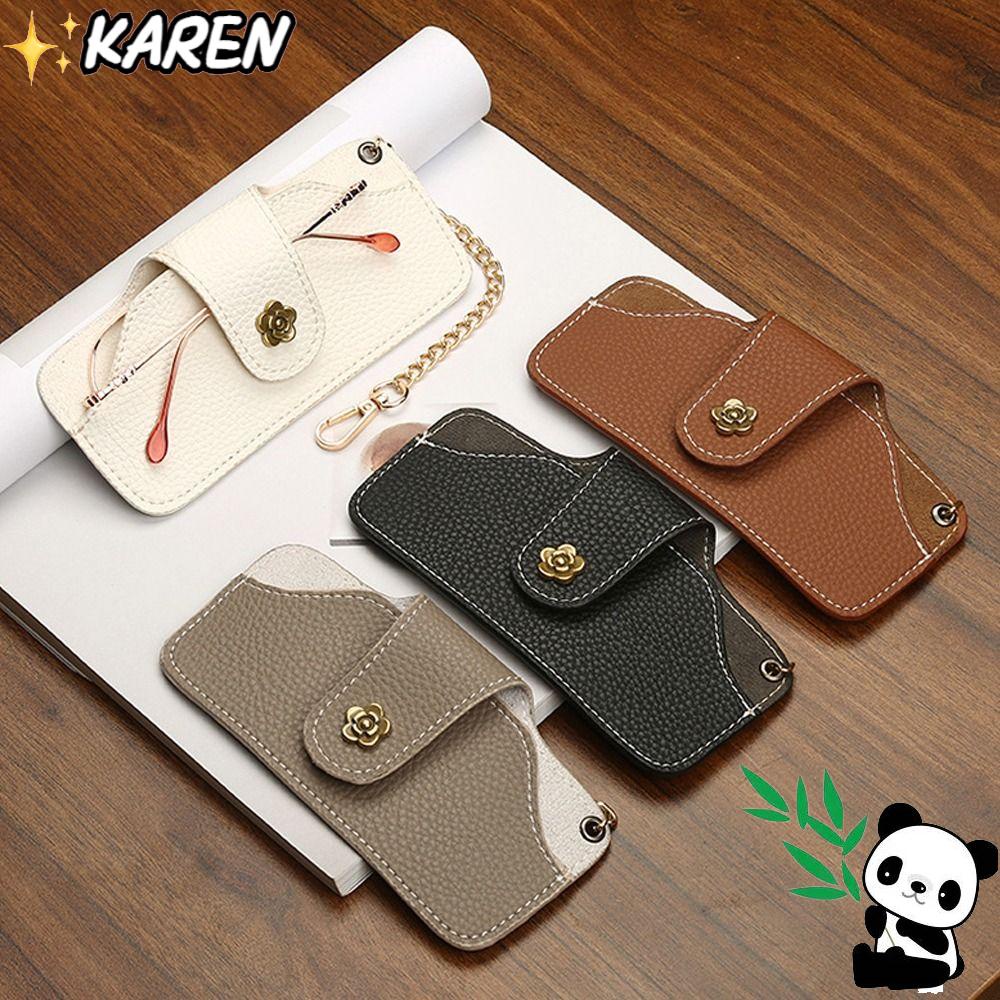 KAREN Túi Da PU Đựng Mắt Kính Chống Áp Lực Tiện Dụng